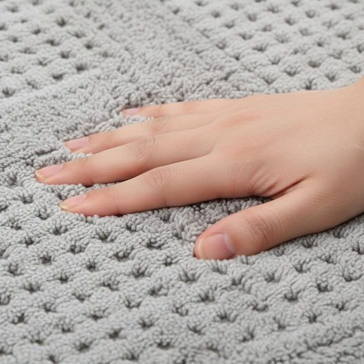 Waffley Cotton Bath Mat with Anti-Slip - 40x60cm, Light Grey