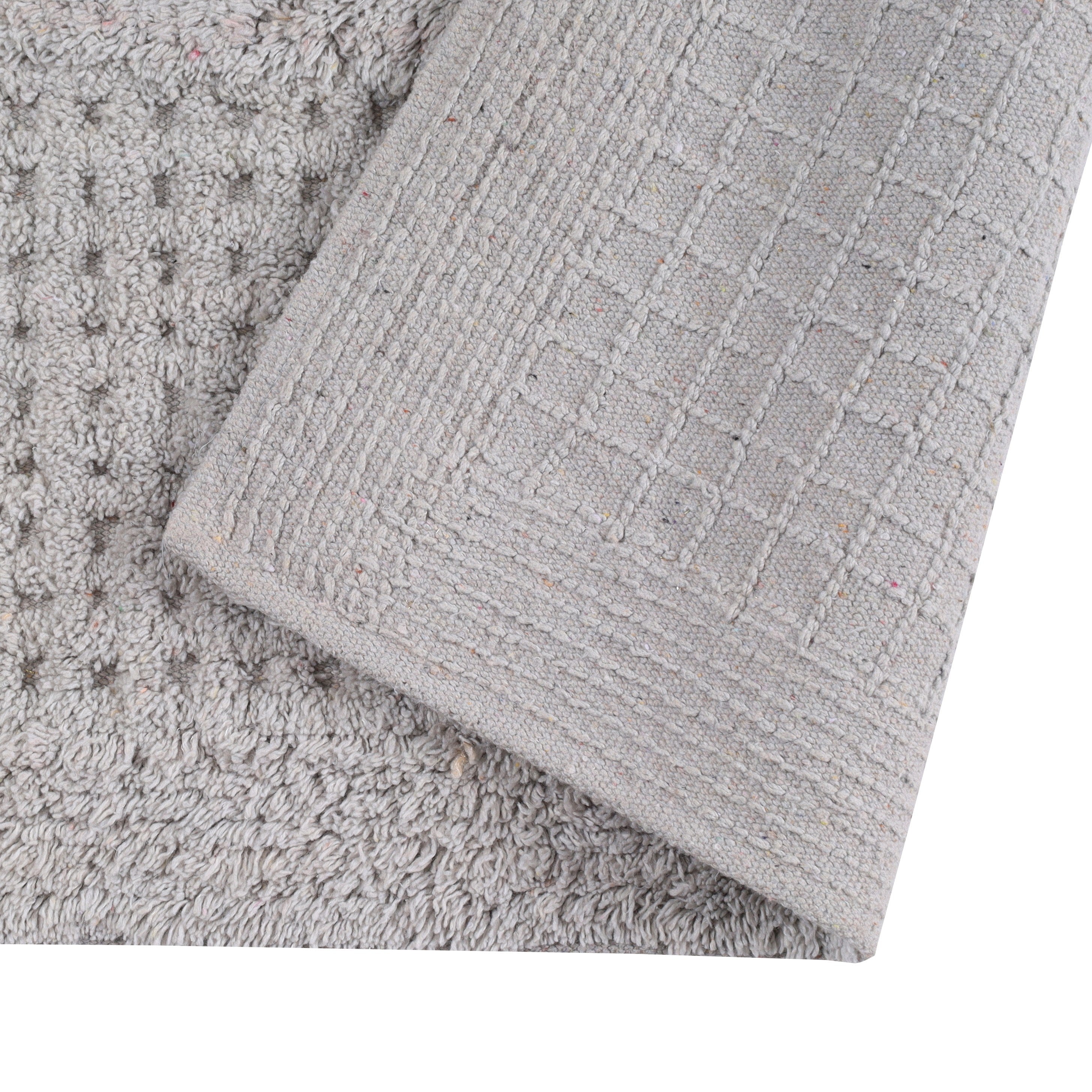 Waffley Cotton Bath Mat with Anti-Slip - 40x60cm, Light Grey