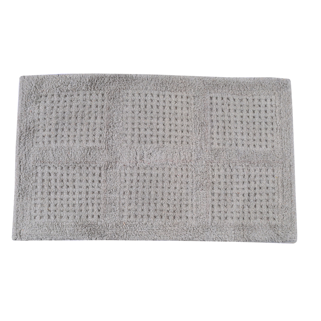 Waffley Cotton Bath Mat with Anti-Slip - 40x60cm, Light Grey
