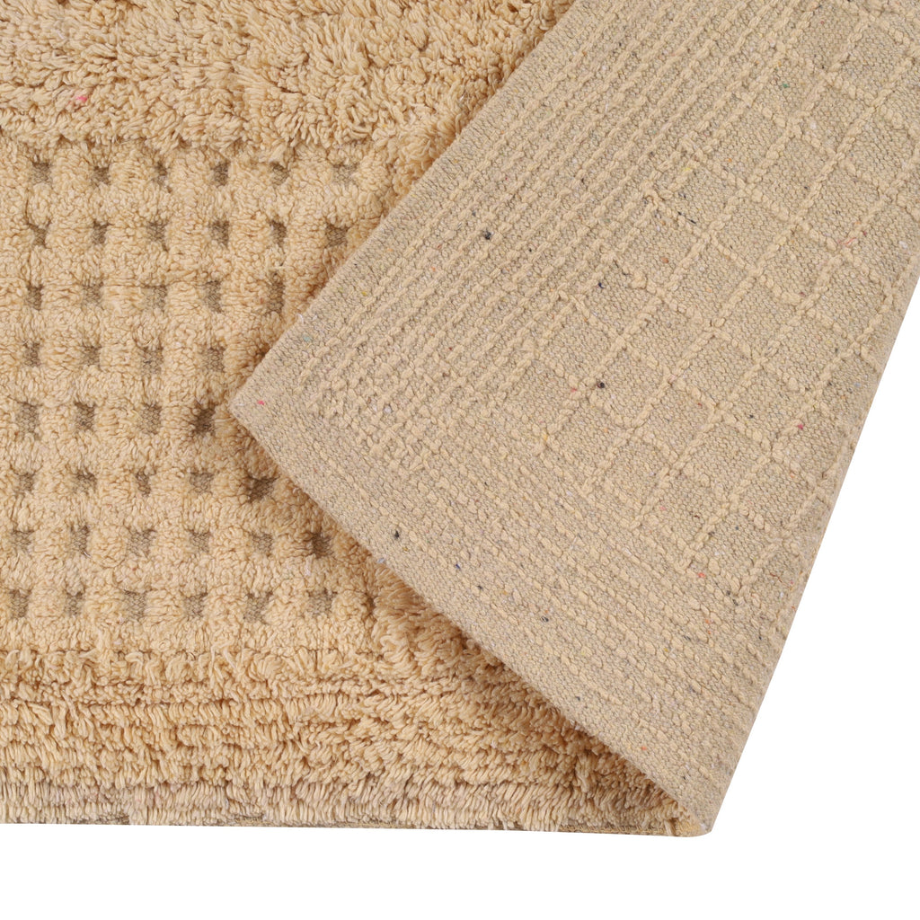 Waffley Cotton Bath Mat with Anti-Slip - 40x60cm, Beige