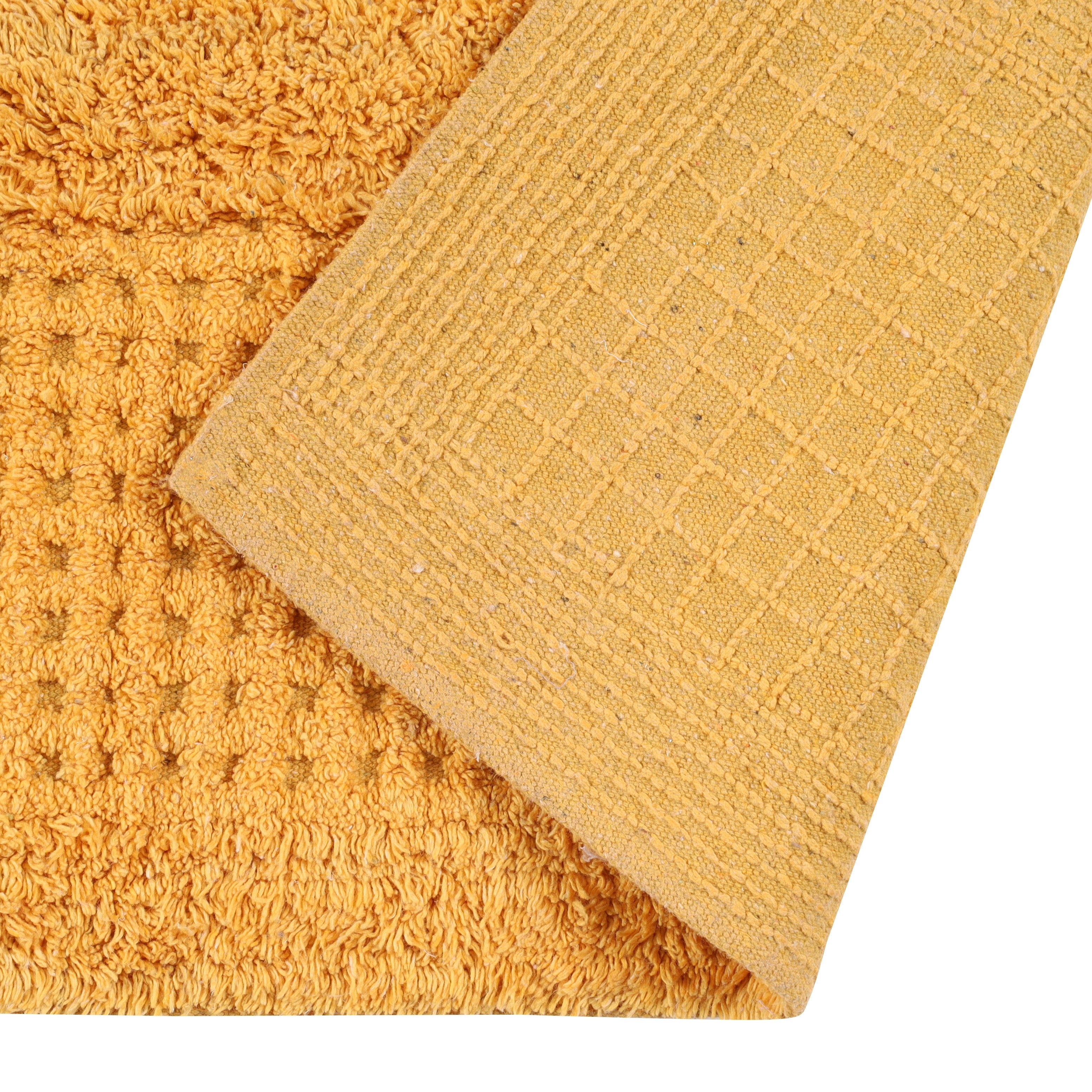 Waffley Cotton Bath Mat with Anti-Slip - 40x60cm, Gold