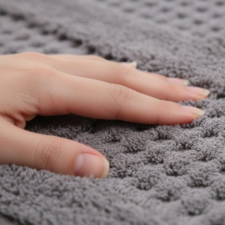 Waffley Cotton Bath Mat with Anti-Slip - 50x80cm, Grey
