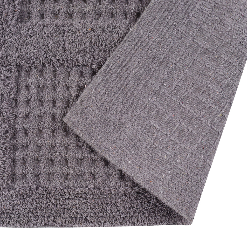 Waffley Cotton Bath Mat with Anti-Slip - 50x80cm, Grey