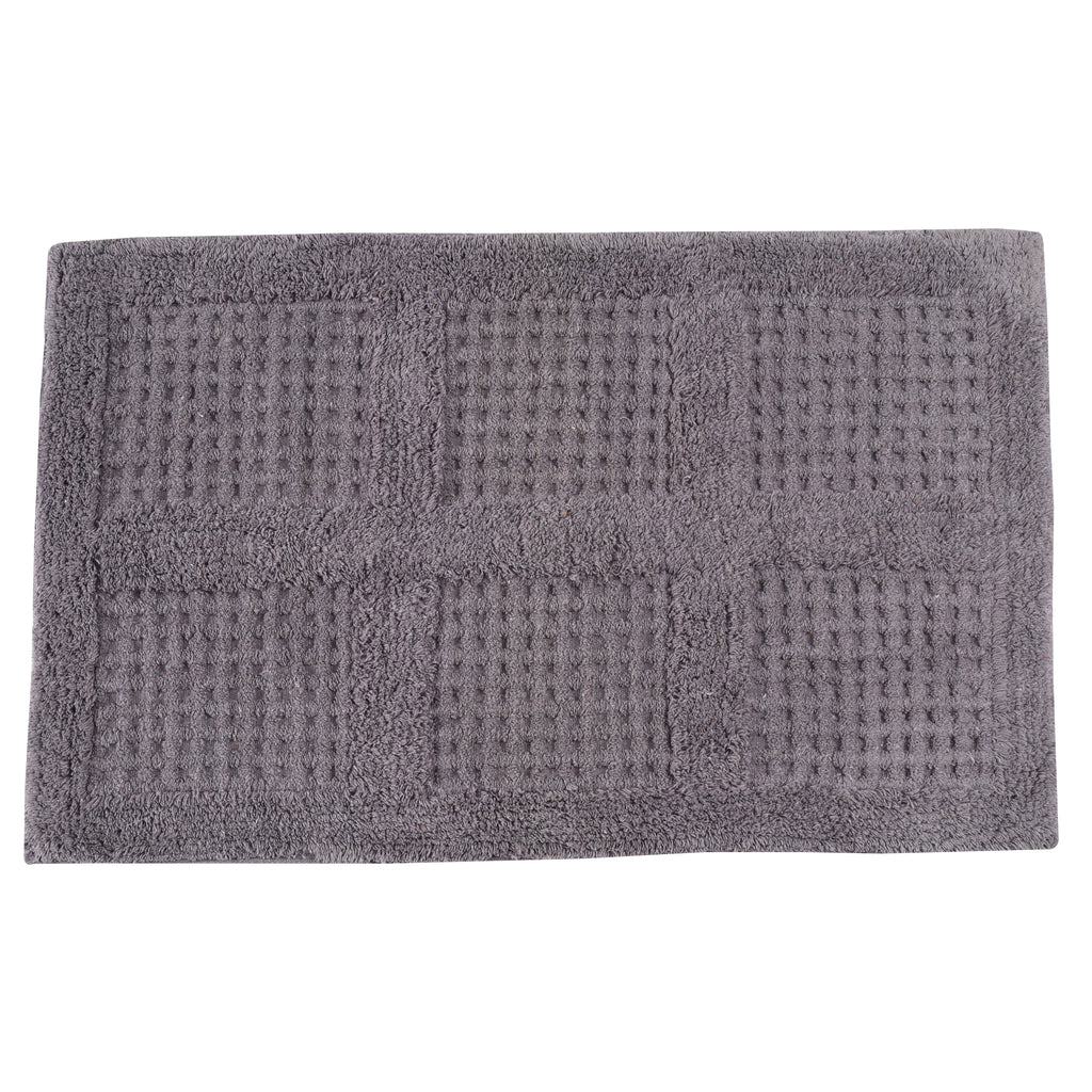 Waffley Cotton Bath Mat with Anti-Slip - 50x80cm, Grey