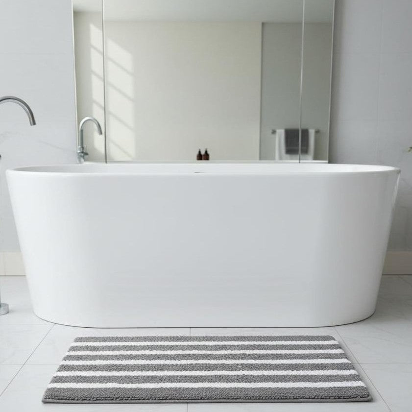 Linnea Cotton Bath Mat with Anti-Slip - 40x60cm, Grey