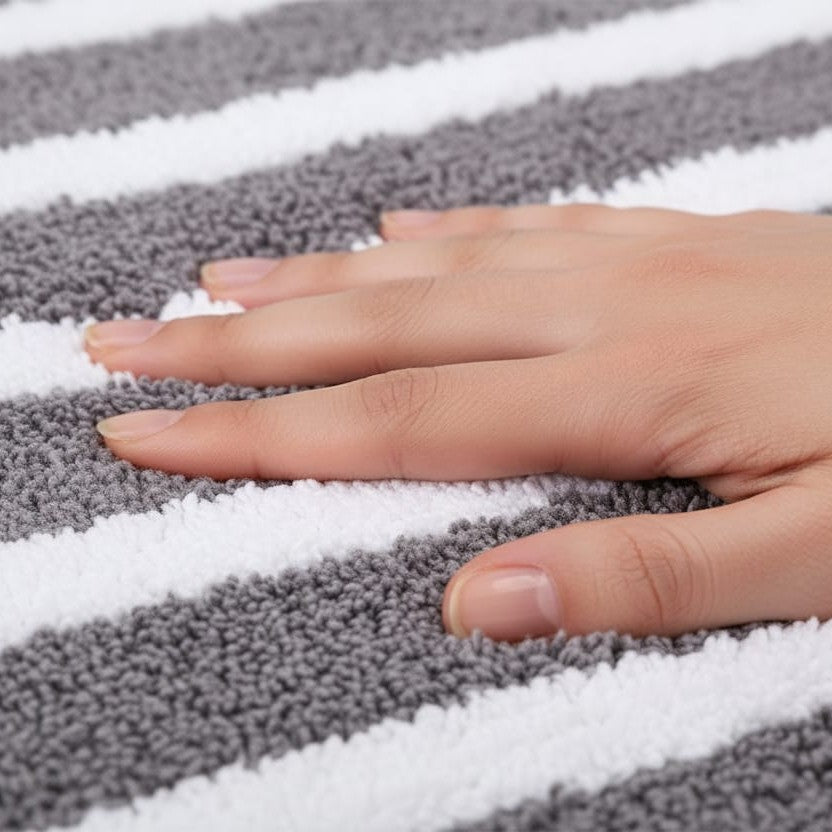 Linnea Cotton Bath Mat with Anti-Slip - 70x120cm, Grey