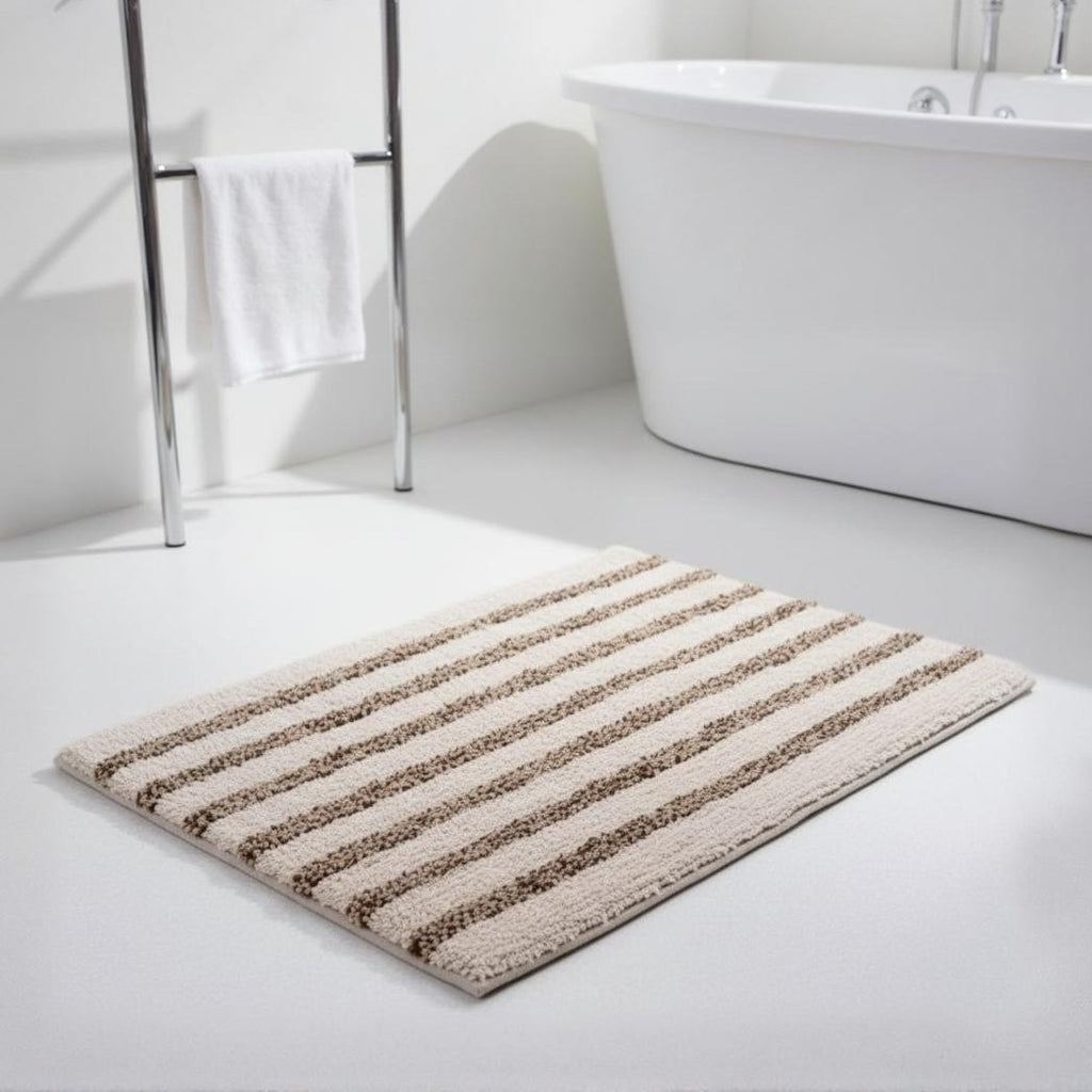 Linnea Cotton Bath Mat with Anti-Slip - 40x60cm, Ivory