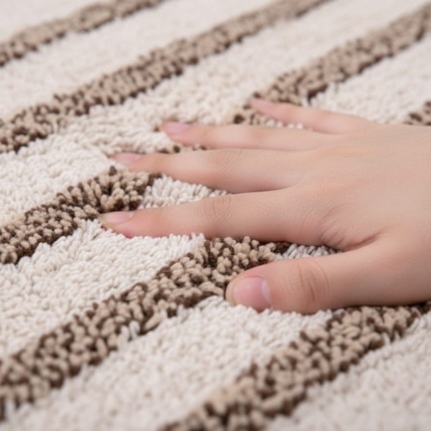 Linnea Cotton Bath Mat with Anti-Slip - 40x60cm, Ivory