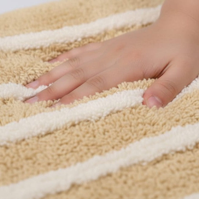 Linnea Cotton Bath Mat with Anti-Slip - 40x60cm, Beige