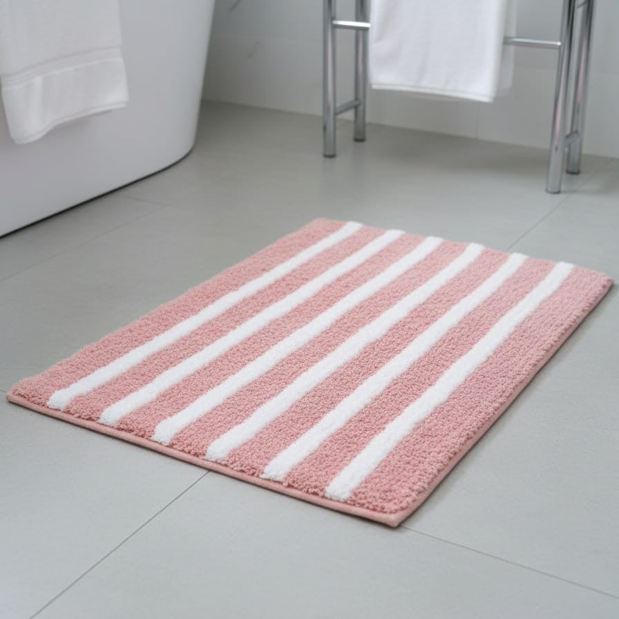 Linnea Cotton Bath Mat with Anti-Slip - 70x120cm, Pink
