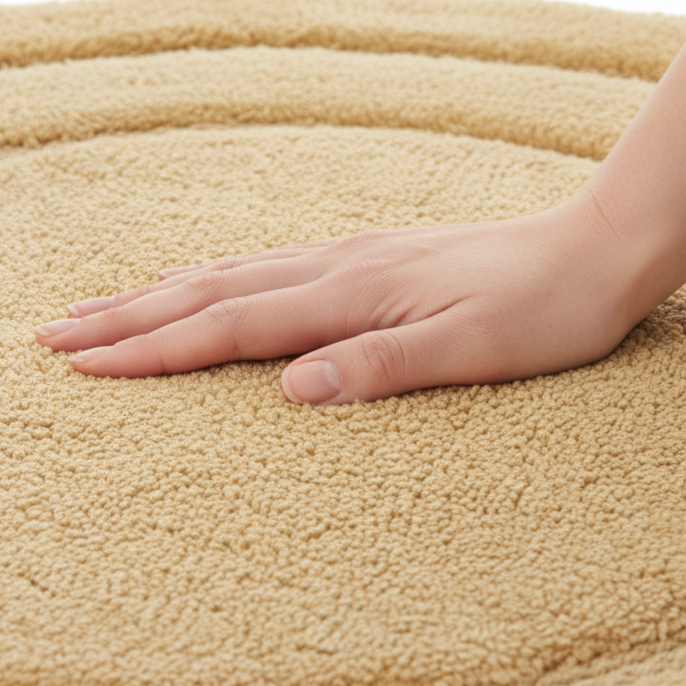 Luno Cotton Bath Mat with Anti-Slip - 60x60 cm, Beige