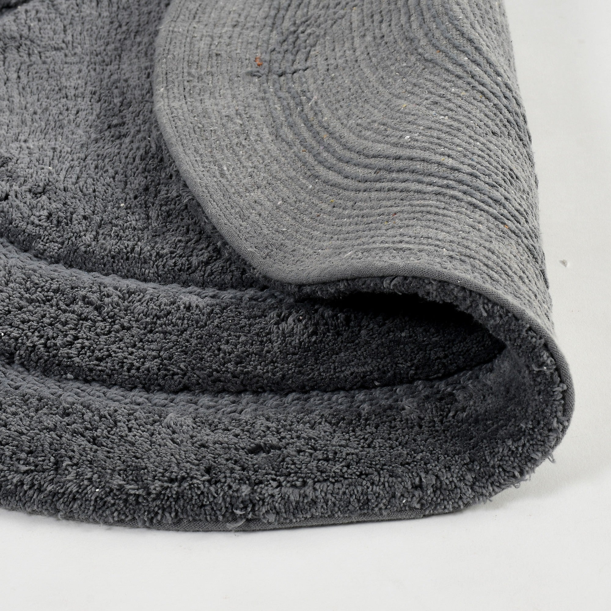 Luno Cotton Bath Mat with Anti-Slip - 60x60 cm, Grey