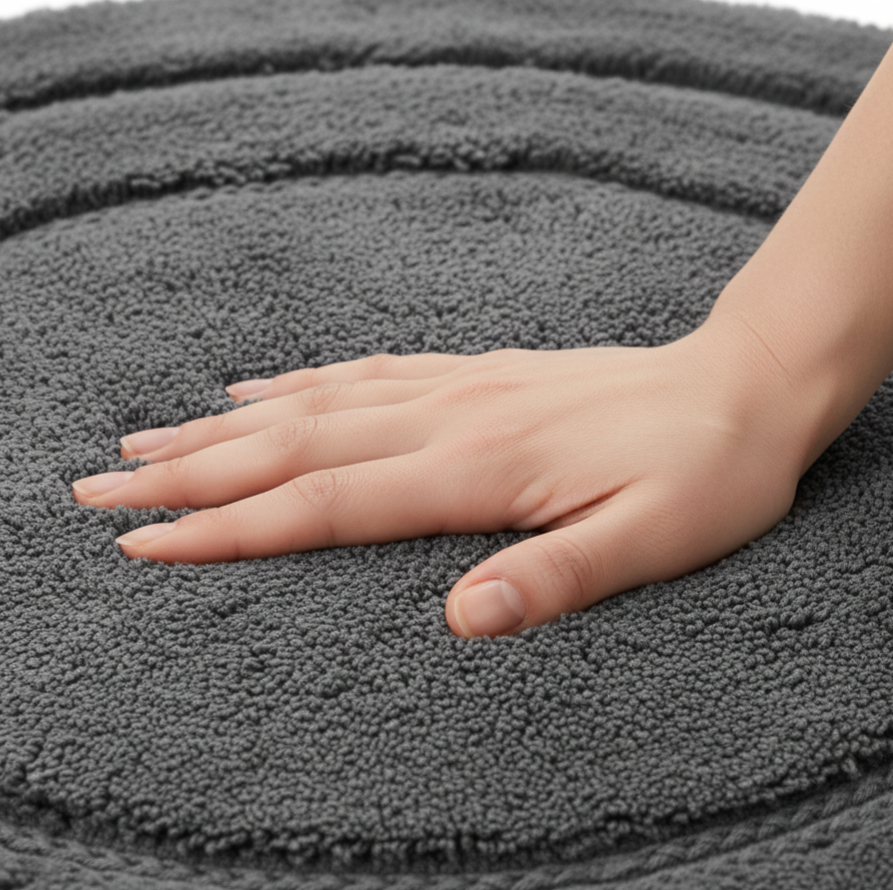 Luno Cotton Bath Mat with Anti-Slip - 60x60 cm, Grey