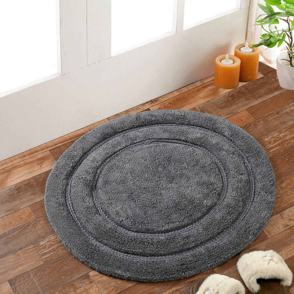 Luno Cotton Bath Mat with Anti-Slip - 60x60 cm, Grey