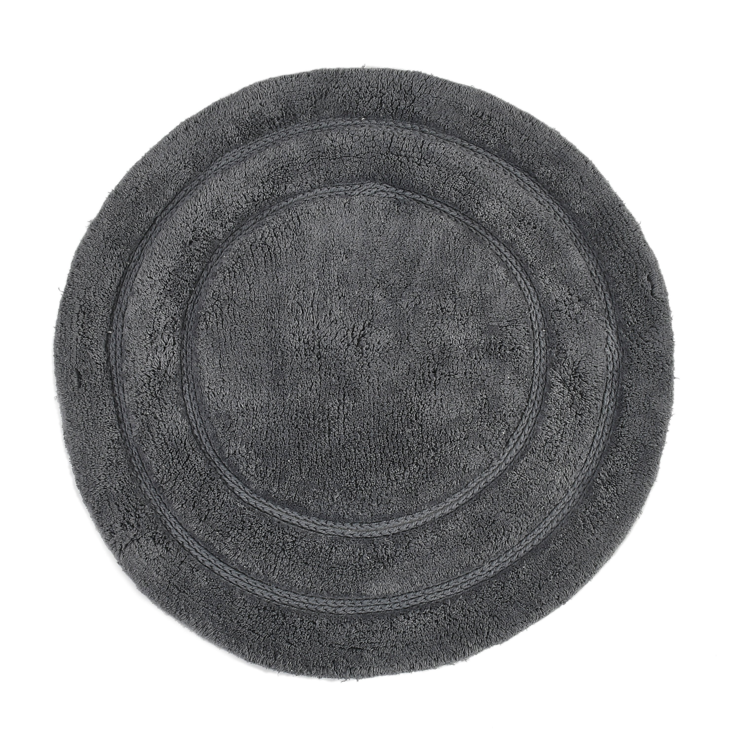 Luno Cotton Bath Mat with Anti-Slip - 60x60 cm, Grey