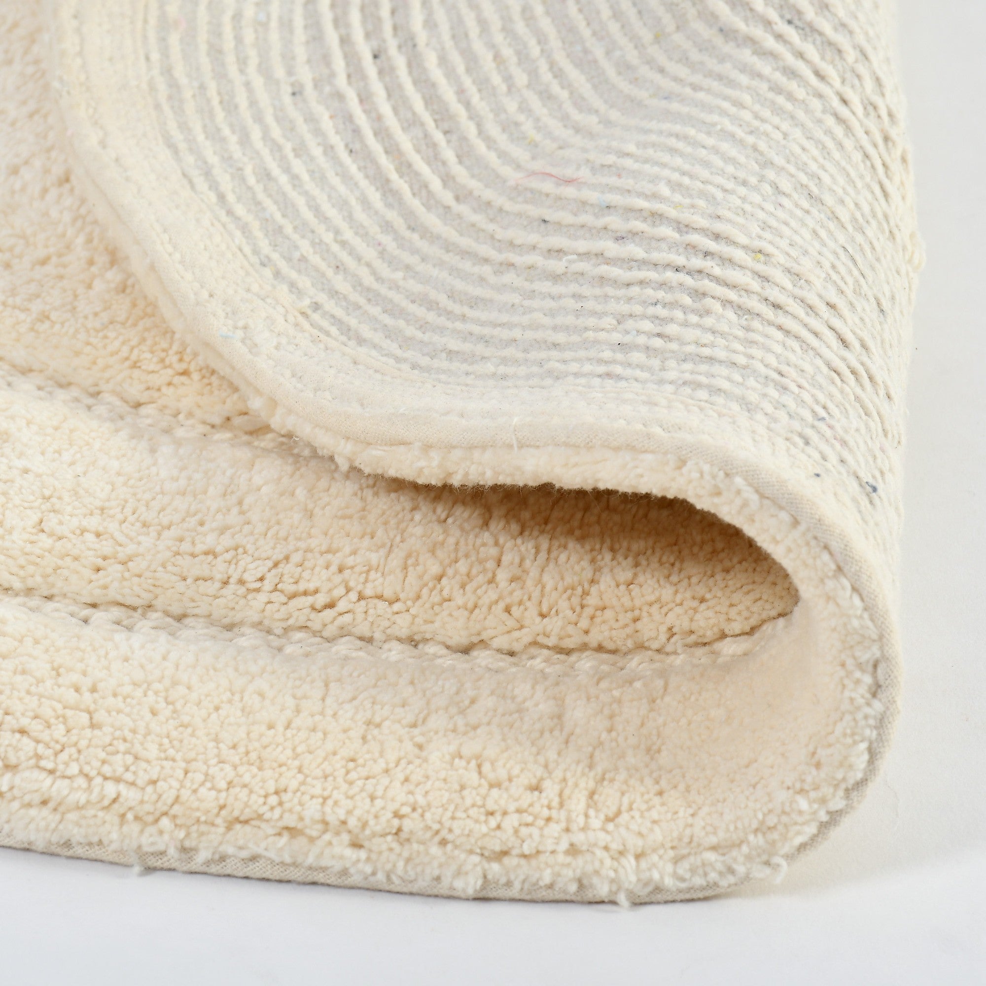 Luno Cotton Bath Mat with Anti-Slip - 60x60 cm, Ivory