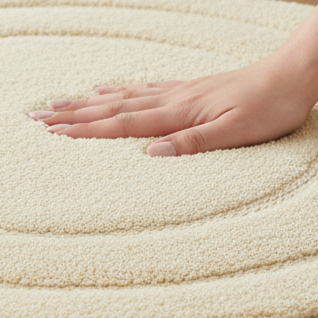 Luno Cotton Bath Mat with Anti-Slip - 60x60 cm, Ivory