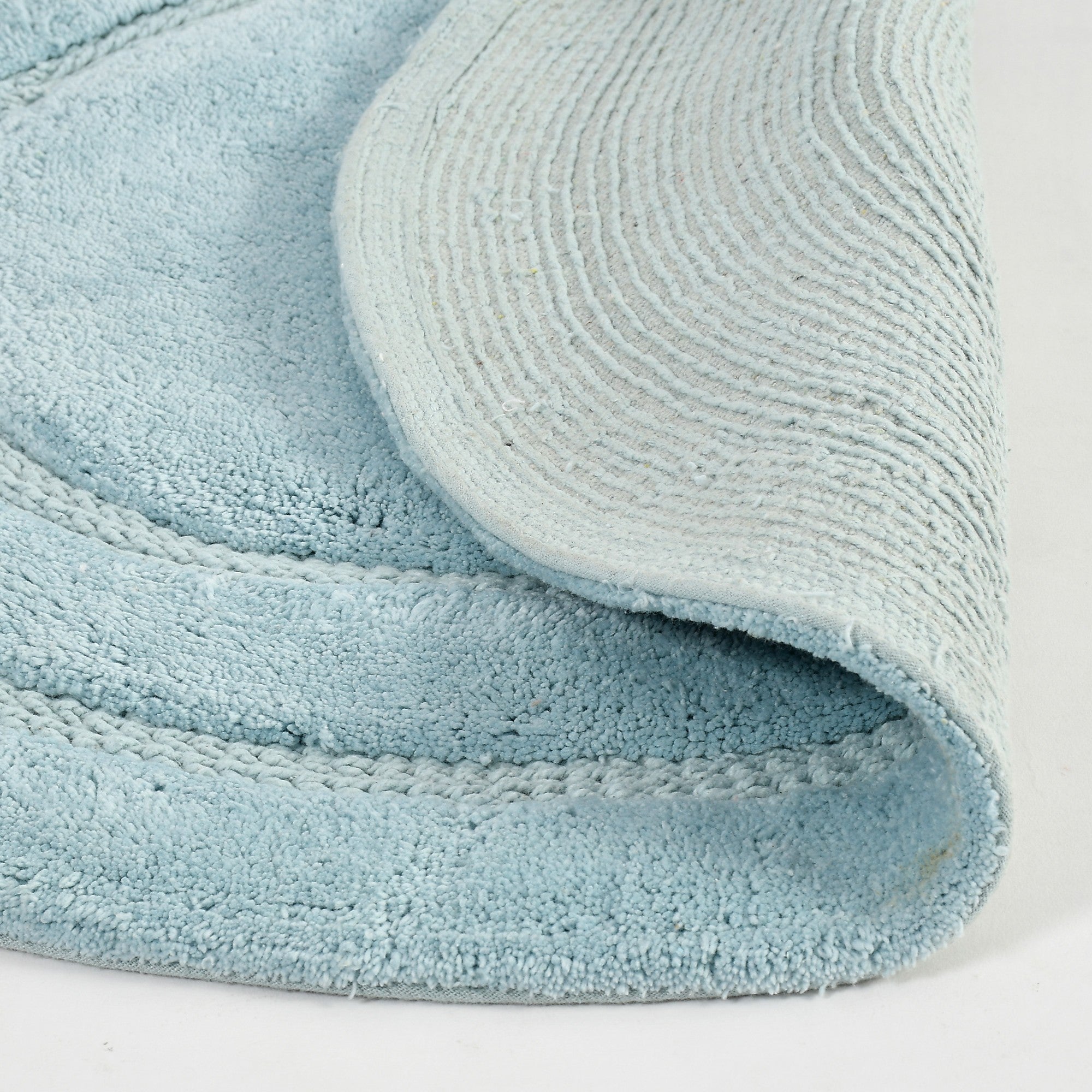 Luno Cotton Bath Mat with Anti-Slip - 60x60 cm, Light Blue