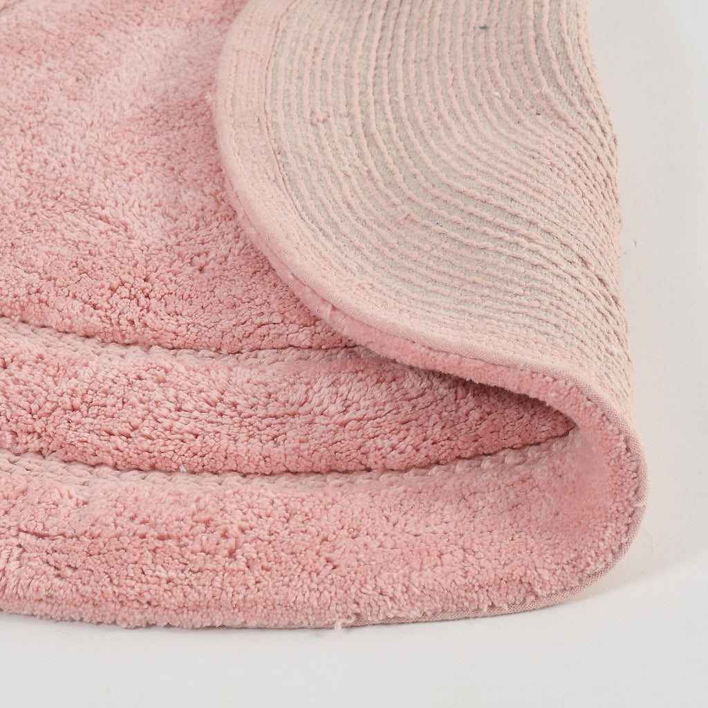 Luno Cotton Bath Mat with Anti-Slip - 60x60 cm, Pink