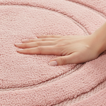 Luno Cotton Bath Mat with Anti-Slip - 60x60 cm, Pink
