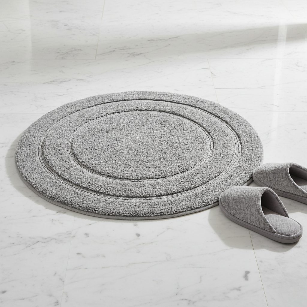 Luno Cotton Mat with Anti-Slip - 60x60 cm, Light Grey