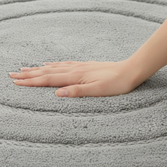 Luno Cotton Mat with Anti-Slip - 60x60 cm, Light Grey