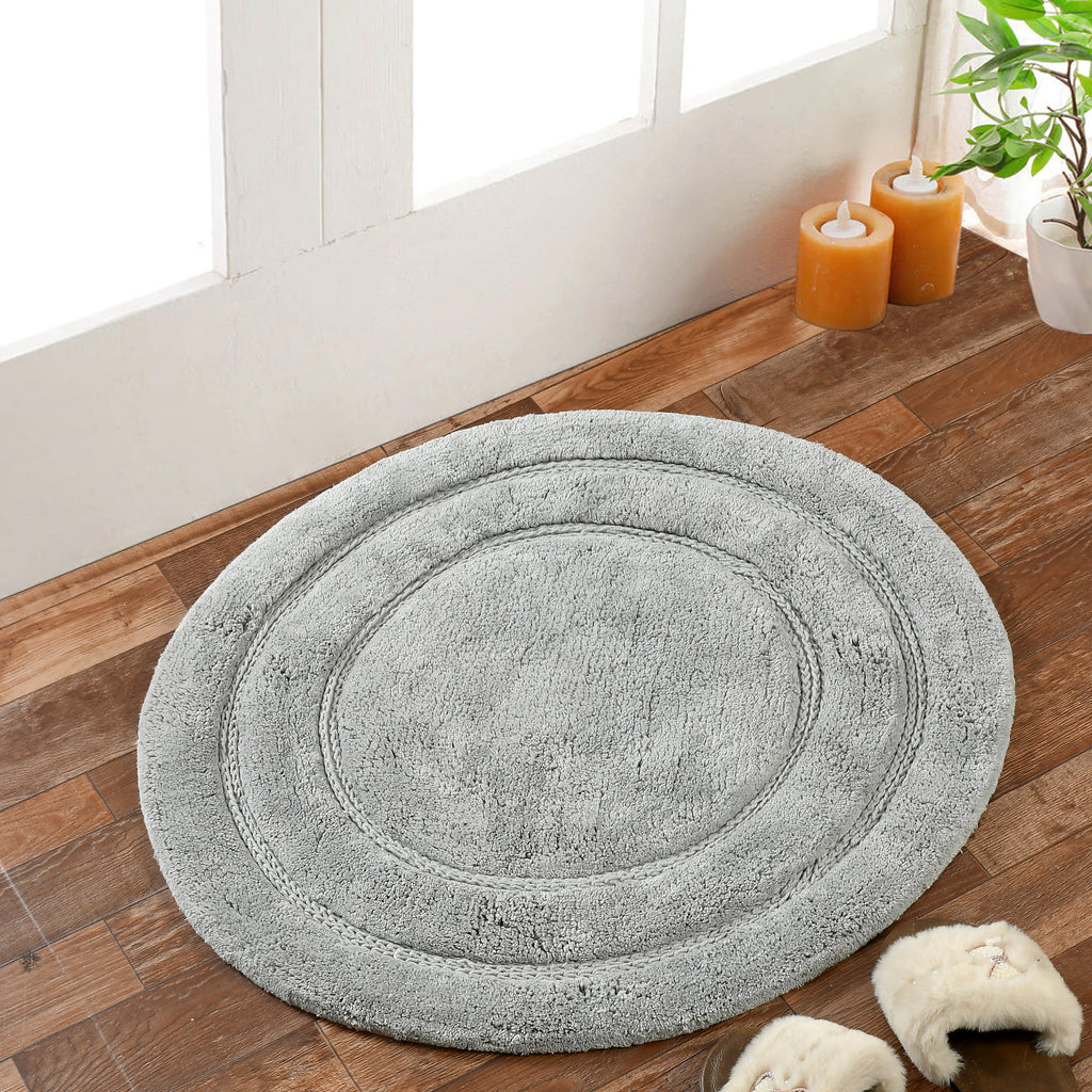 Luno Cotton Mat with Anti-Slip - 60x60 cm, Light Grey