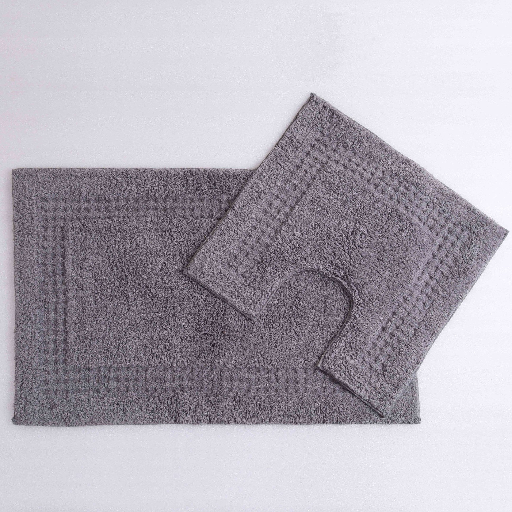 Meshi Cotton Anti-Slip 2 Pc Bath Mat Set – 50x80cm & 45x50cm, Grey
