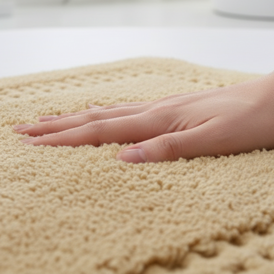 Meshi Cotton Anti-Slip 2 Pc Bath Mat Set – 50x80cm & 45x50cm, Beige