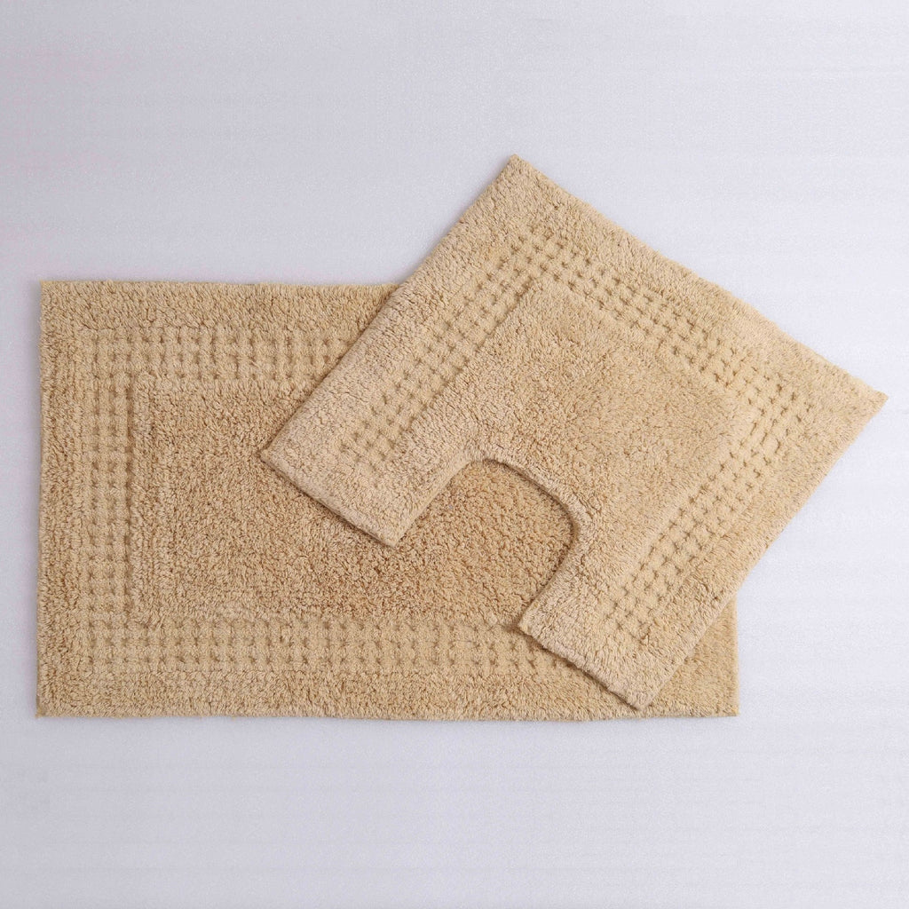 Meshi Cotton Anti-Slip 2 Pc Bath Mat Set – 50x80cm & 45x50cm, Beige