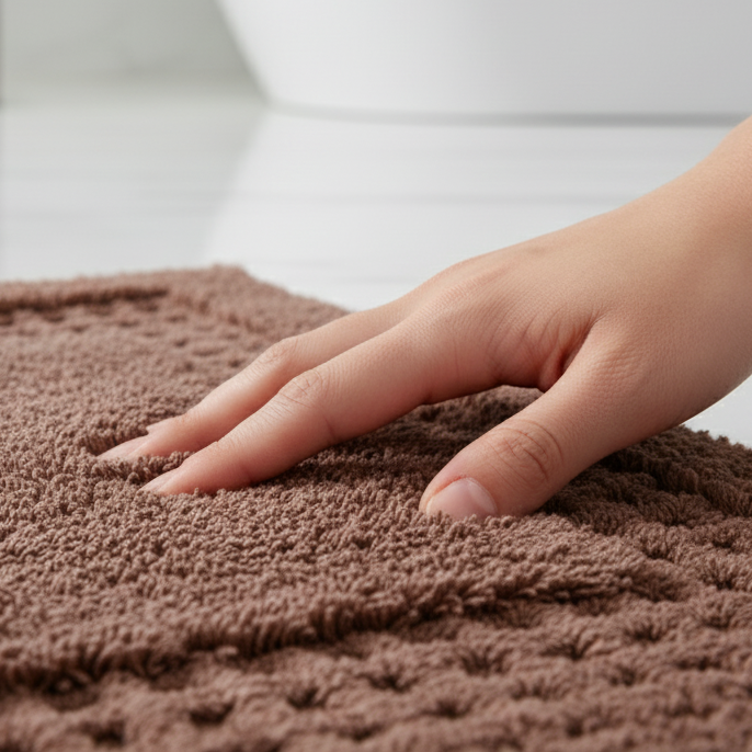 Meshi Cotton Anti-Slip 2 Pc Bath Mat Set – 50x80cm & 45x50cm, Brown