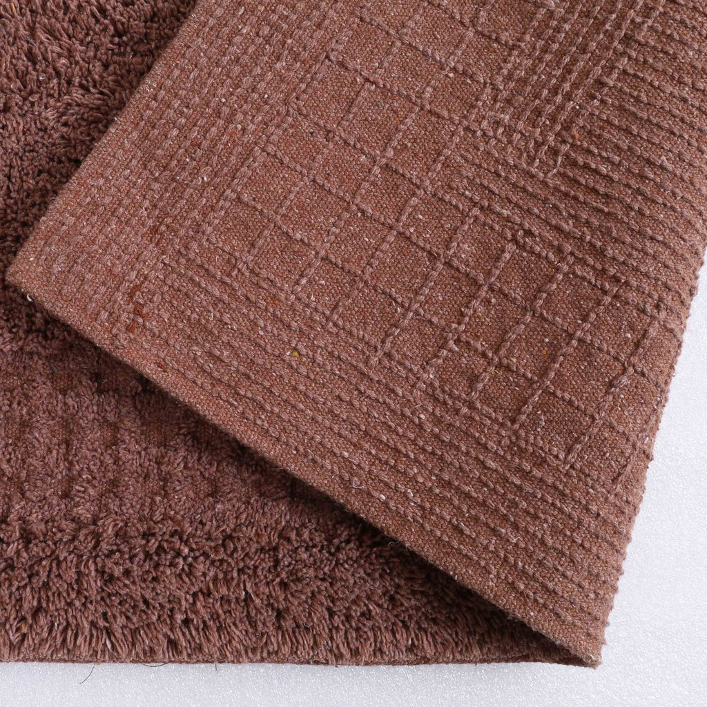Meshi Cotton Anti-Slip 2 Pc Bath Mat Set – 50x80cm & 45x50cm, Brown