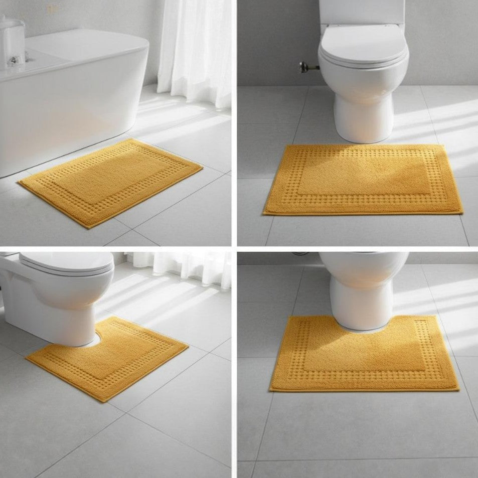 Meshi Cotton Anti-Slip 2 Pc Bath Mat Set – 50x80cm & 45x50cm, Gold