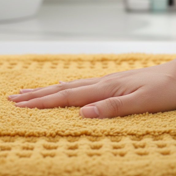 Meshi Cotton Anti-Slip 2 Pc Bath Mat Set – 50x80cm & 45x50cm, Gold