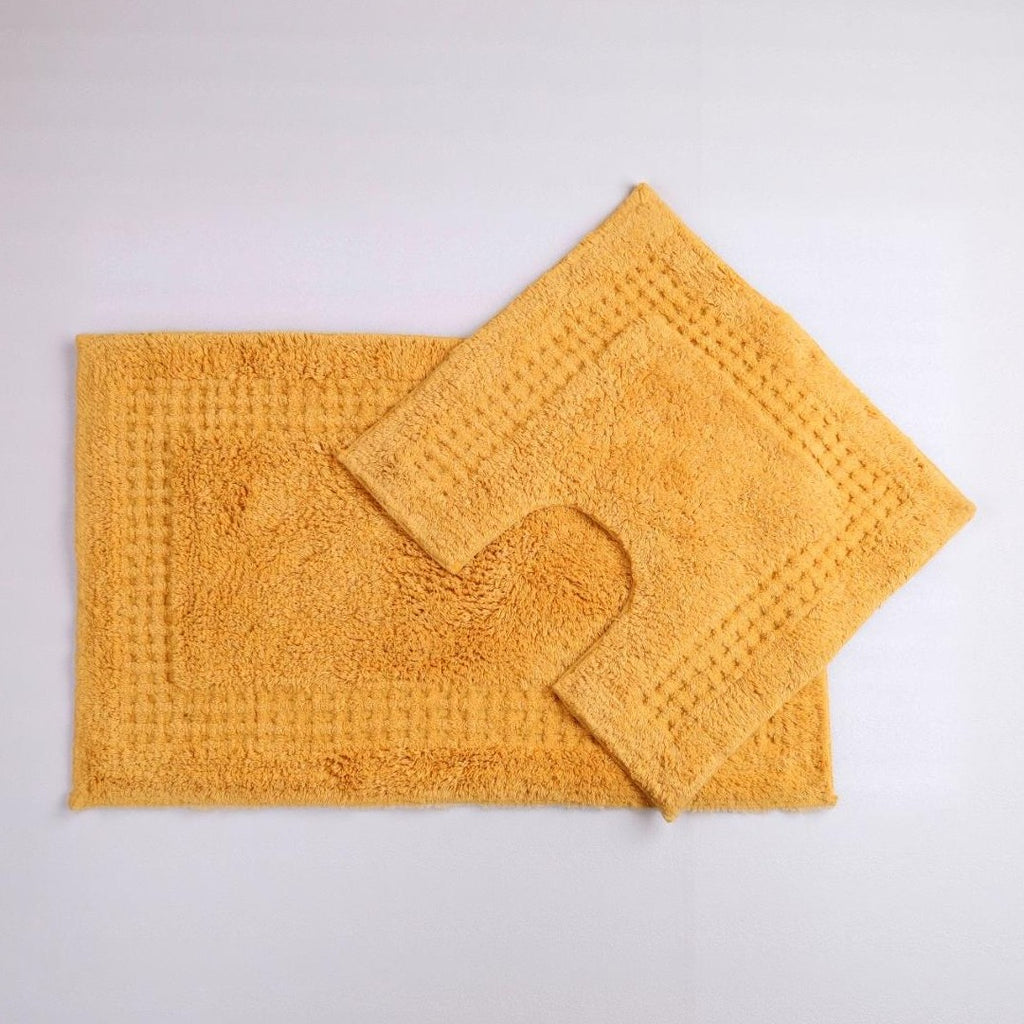 Meshi Cotton Anti-Slip 2 Pc Bath Mat Set – 50x80cm & 45x50cm, Gold
