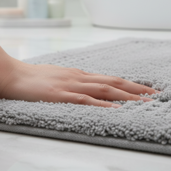 Meshi Cotton Anti-Slip 2 Pc Bath Mat Set – 50x80cm & 45x50cm, Light Grey