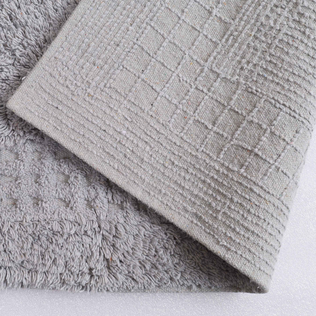 Meshi Cotton Anti-Slip 2 Pc Bath Mat Set – 50x80cm & 45x50cm, Light Grey