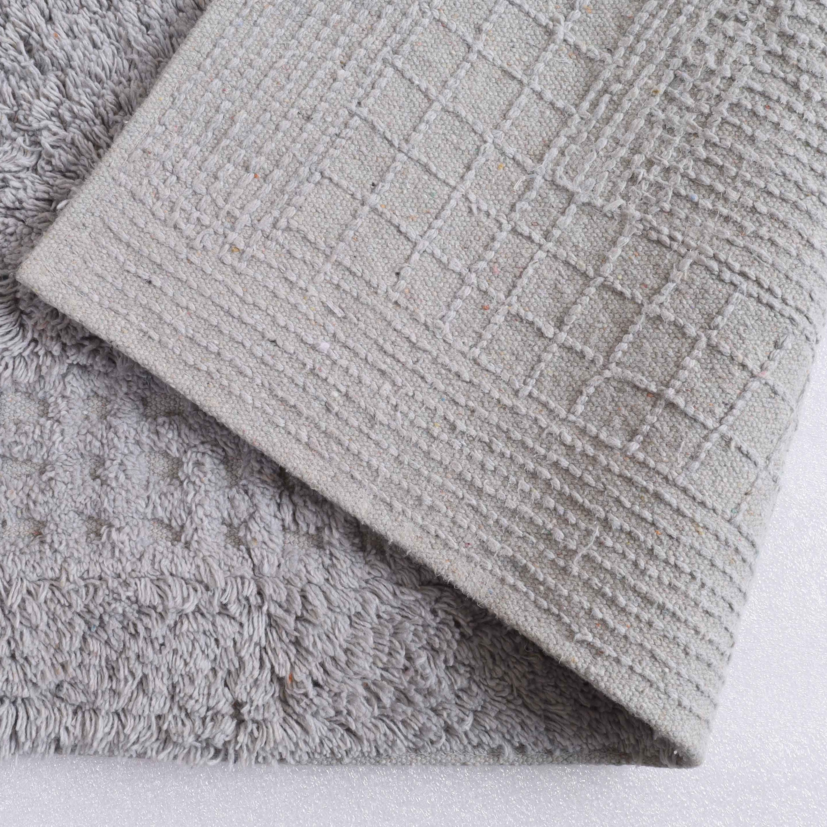 Meshi Cotton Anti-Slip 2 Pc Bath Mat Set – 50x80cm & 45x50cm, Light Grey
