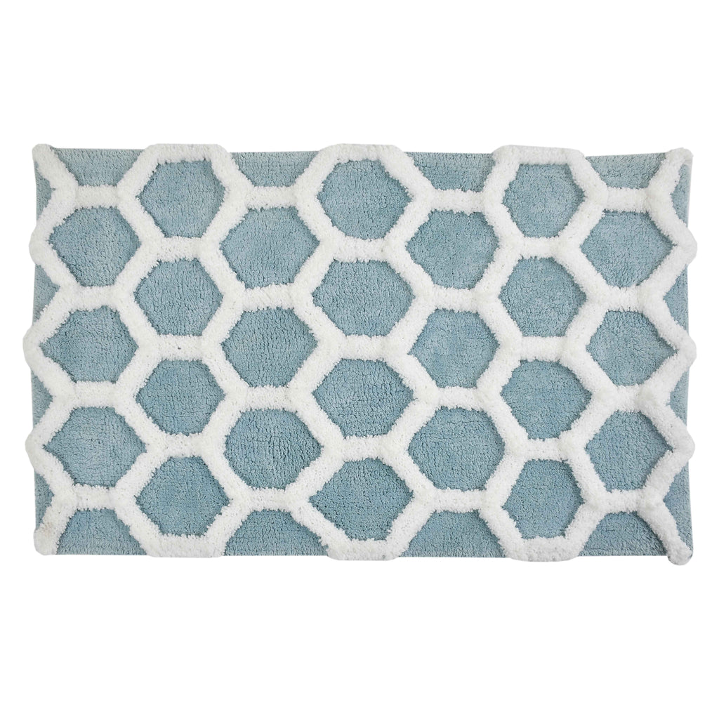 Hivee Cotton Bath Mat with Anti-Slip - 40x60cm, Light Blue
