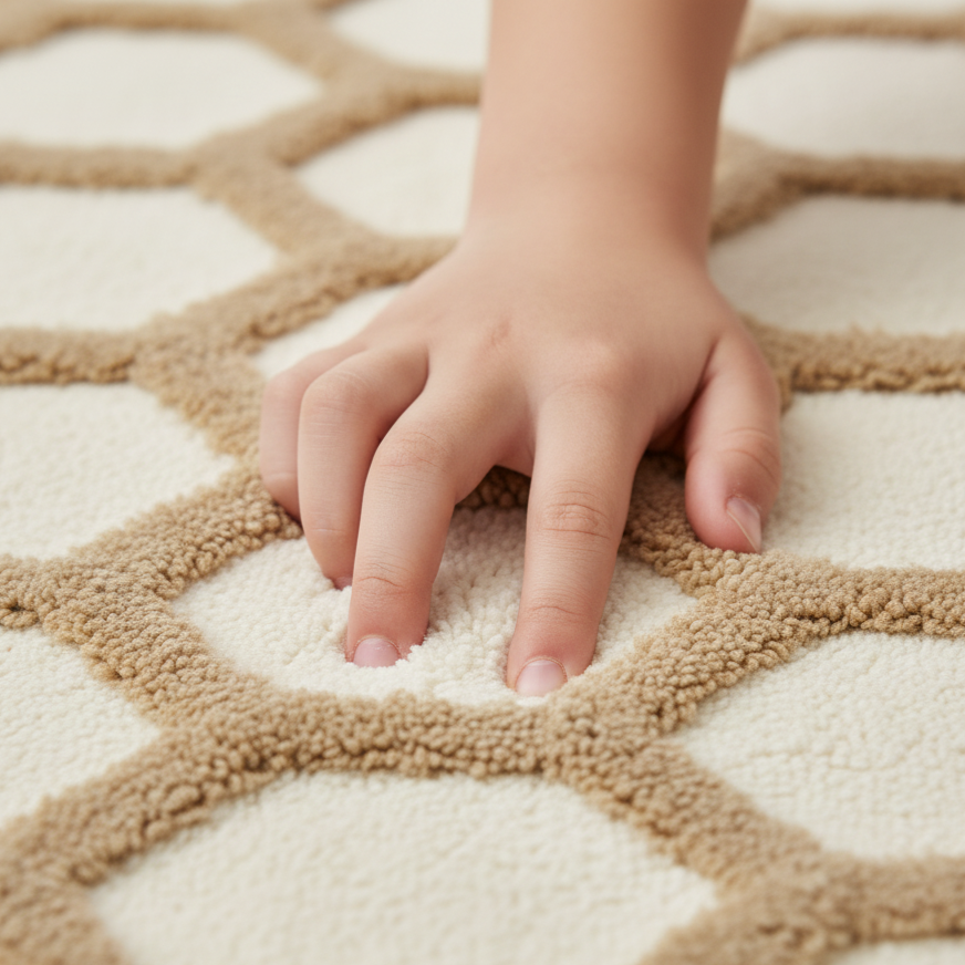 Hivee Cotton Bath Mat with Anti-Slip - 50x80cm, Ivory