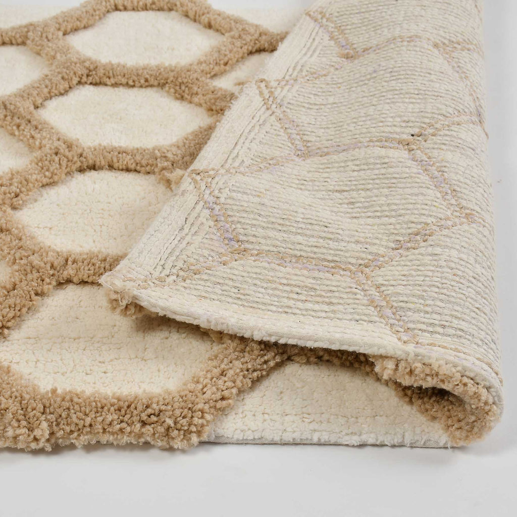 Hivee Cotton Bath Mat with Anti-Slip - 50x80cm, Ivory