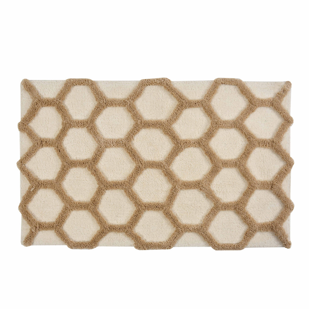 Hivee Cotton Bath Mat with Anti-Slip - 50x80cm, Ivory
