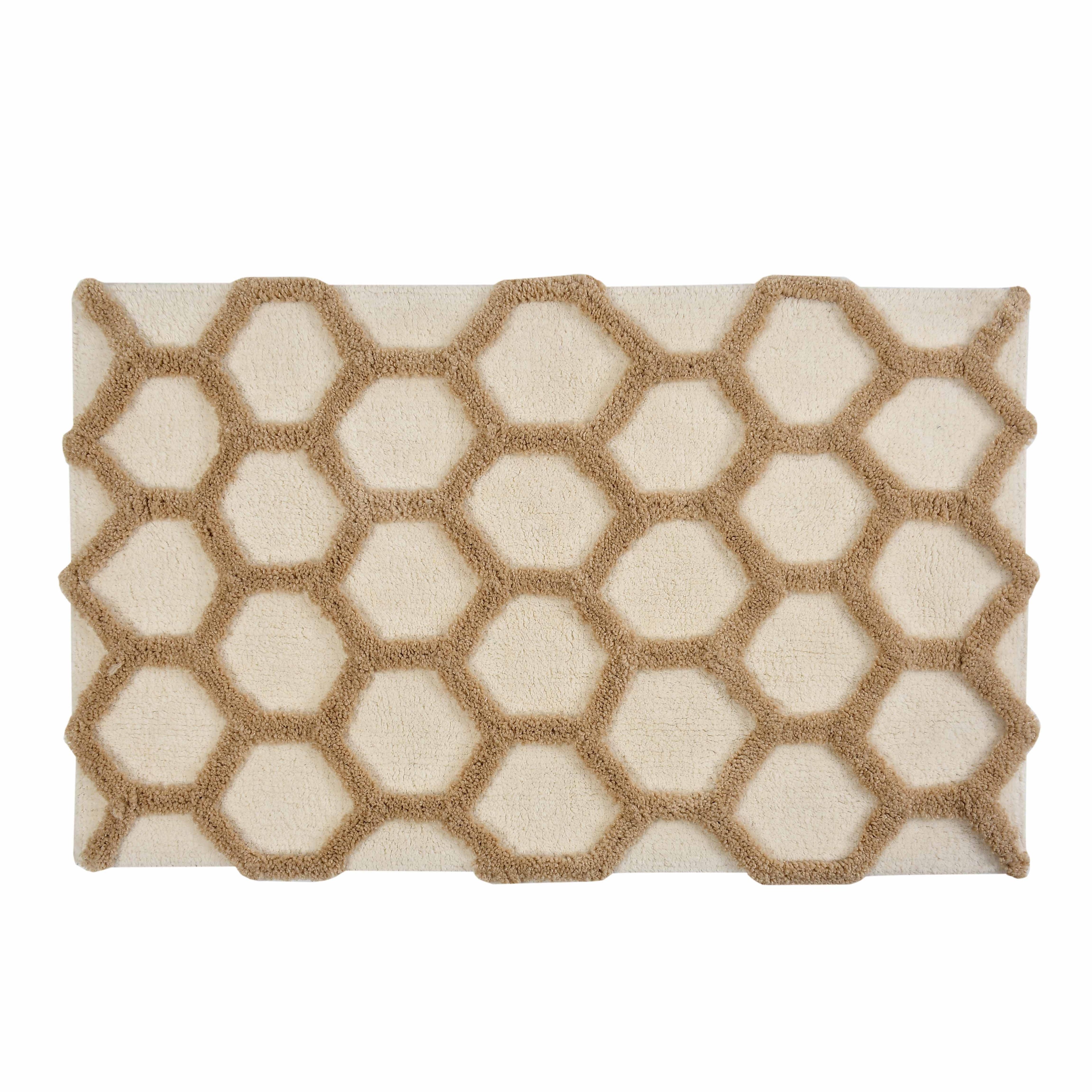 Hivee Cotton Bath Mat with Anti-Slip - 50x80cm, Ivory