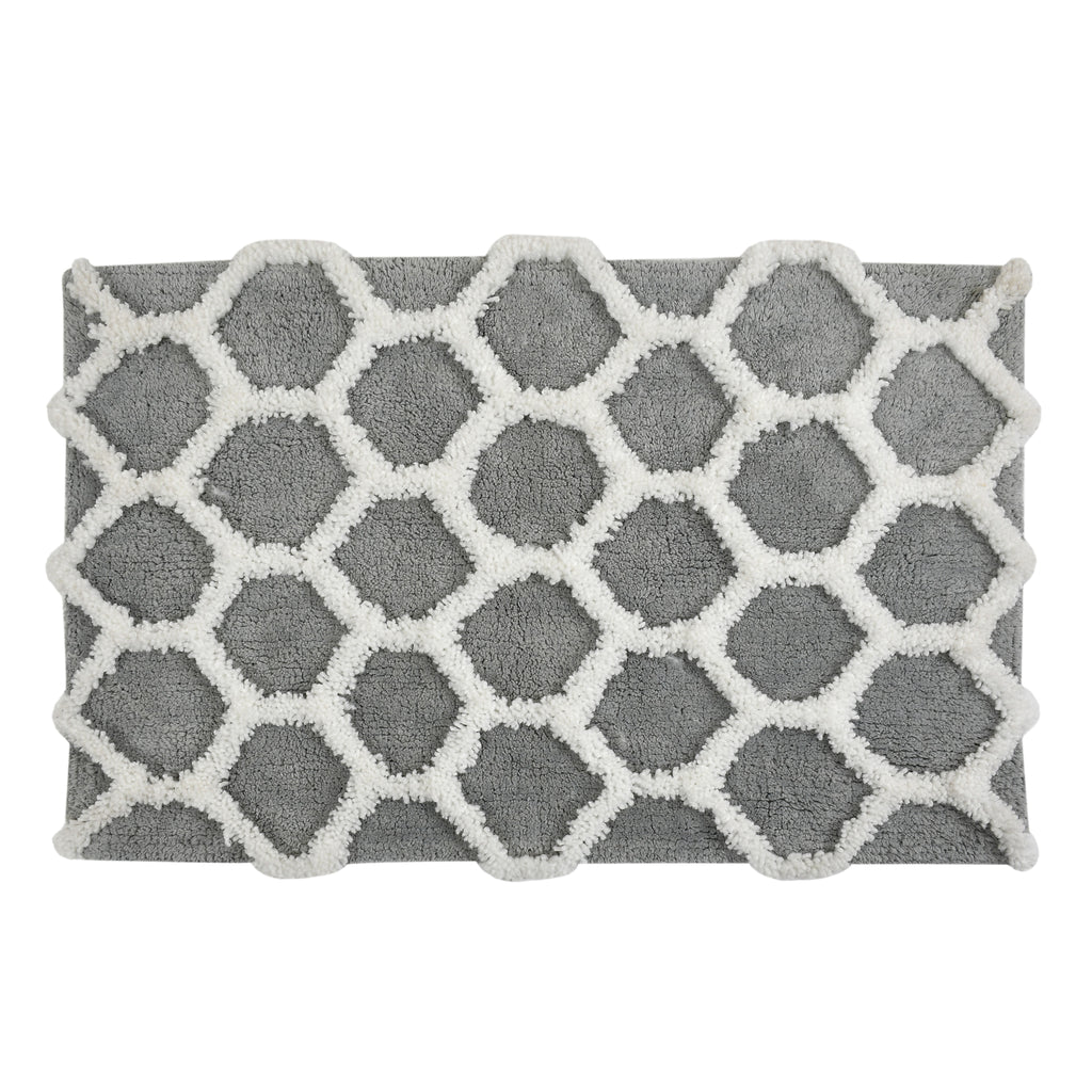 Hivee Cotton Bath Mat with Anti-Slip - 50x80cm, Light Grey