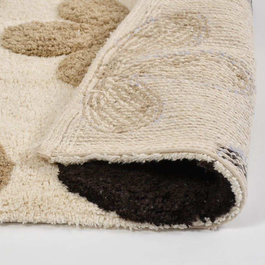 Flora Cotton Bath Mat with Anti-Slip - 50x80cm, Ivory