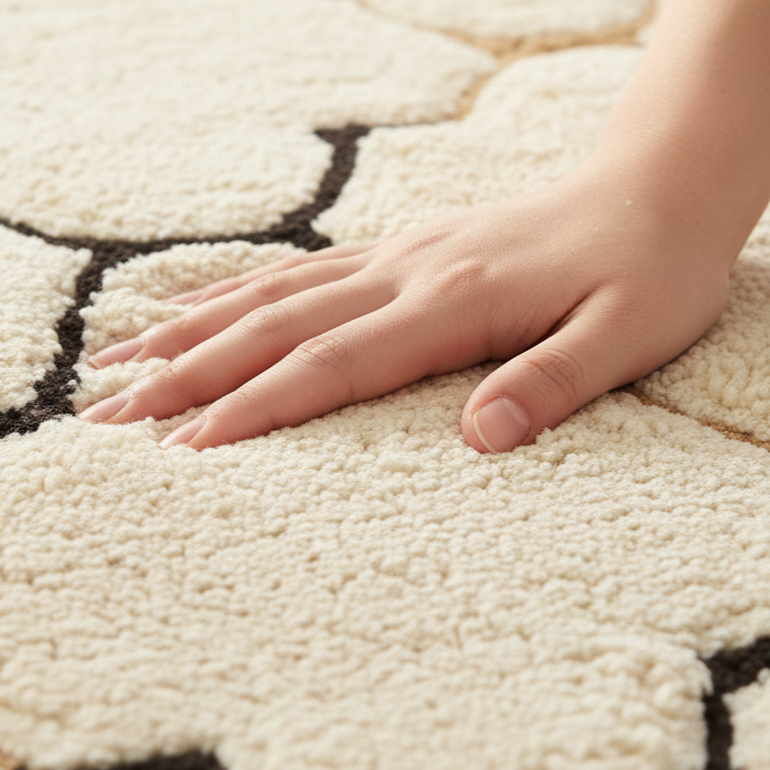 Trellis Cotton Bath Mat with Anti-Slip - 40x60cm, Ivory