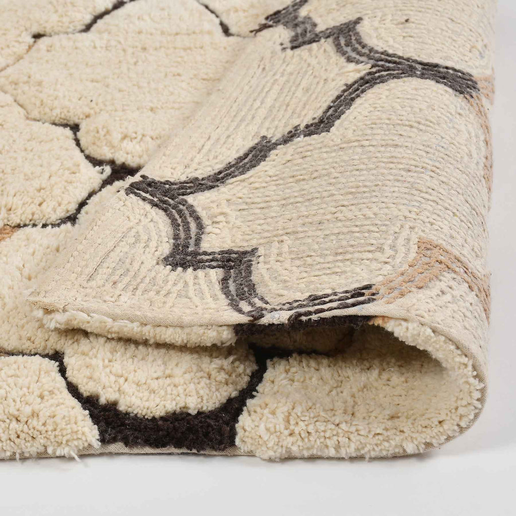 Trellis Cotton Bath Mat with Anti-Slip - 40x60cm, Ivory
