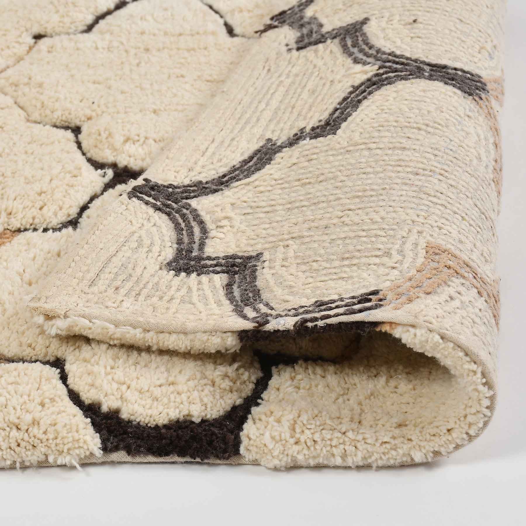 Trellis Cotton Bath Mat with Anti-Slip - 40x60cm, Ivory