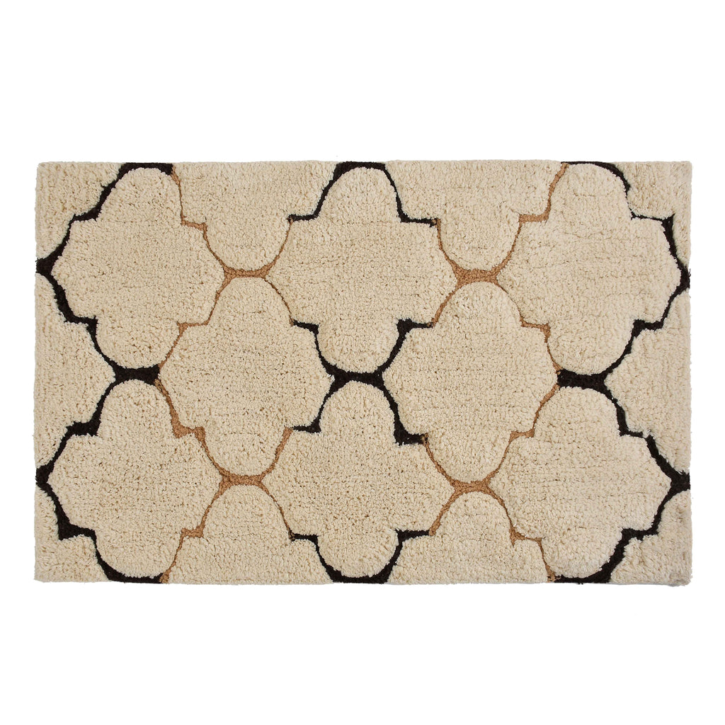 Trellis Cotton Bath Mat with Anti-Slip - 40x60cm, Ivory