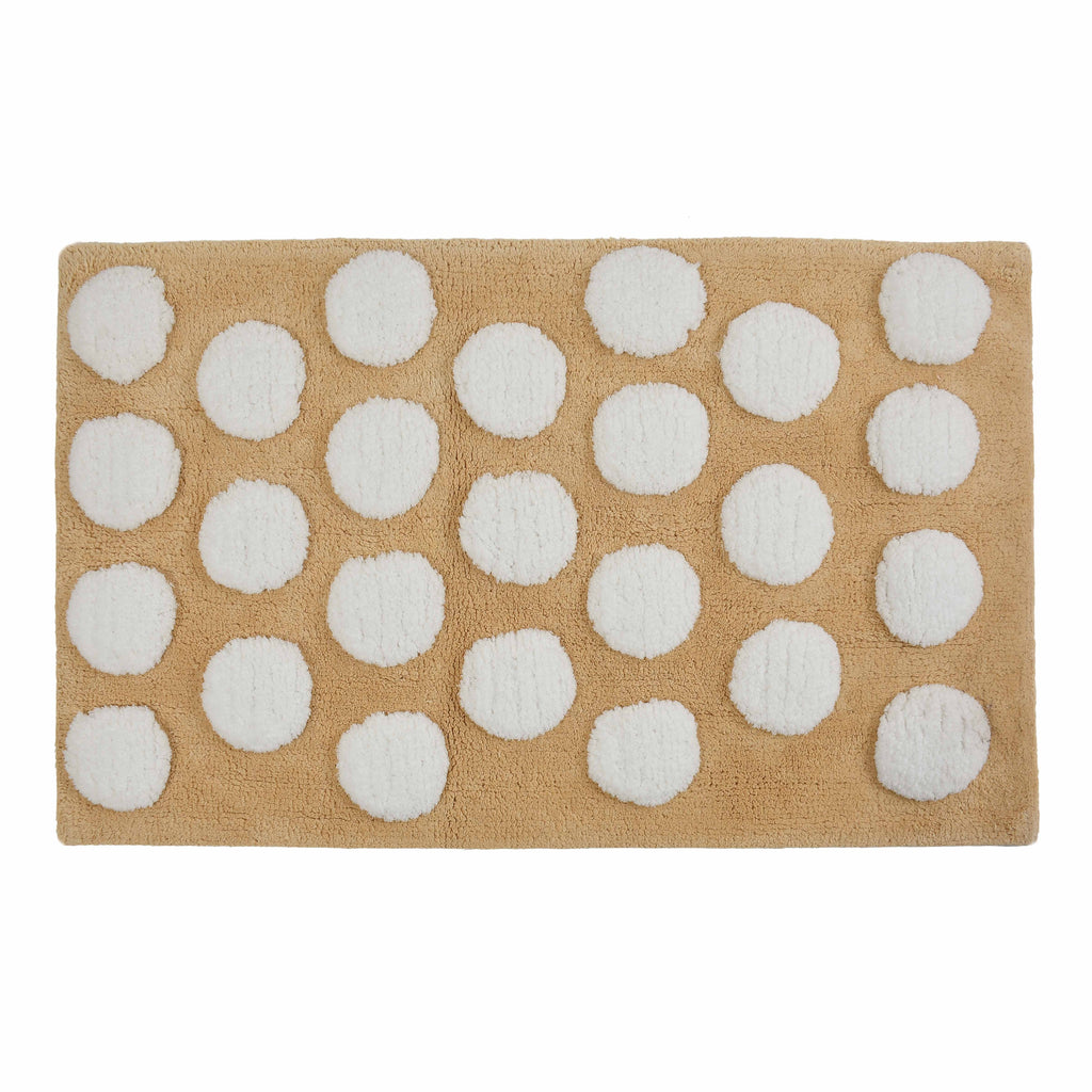Polka Cotton Bath Mat with Anti-Slip - 40x60cm, Beige